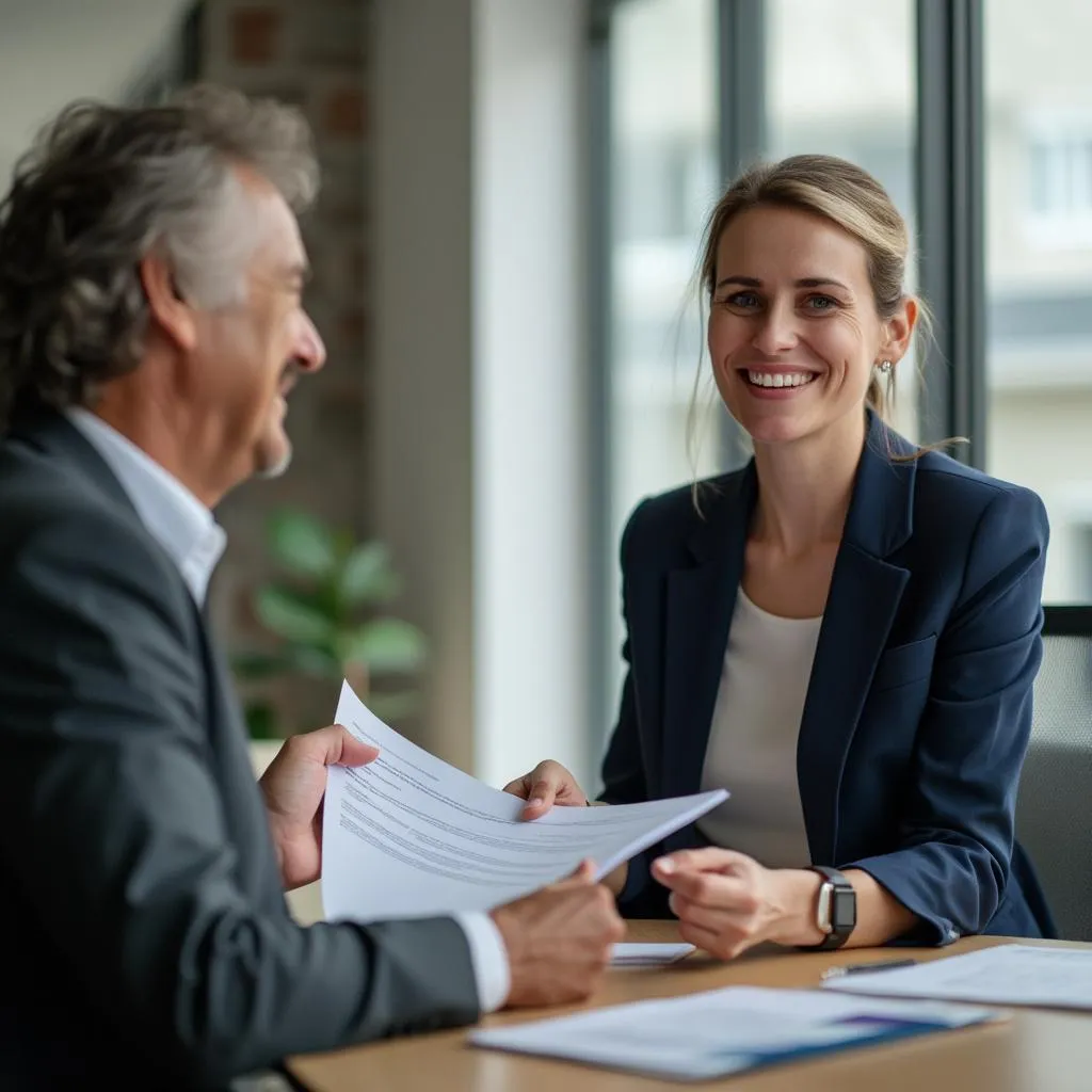 Consultor asesorando a un cliente