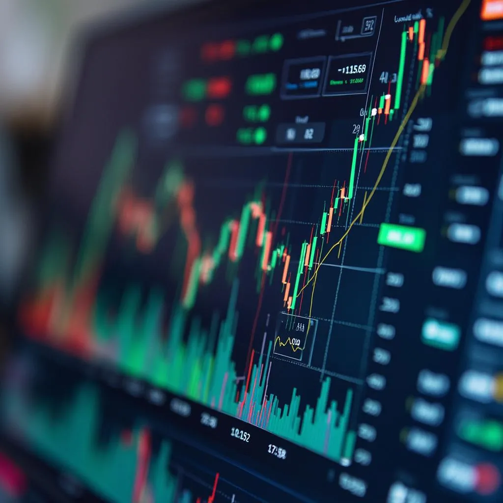 Análisis de datos financieros en pantalla